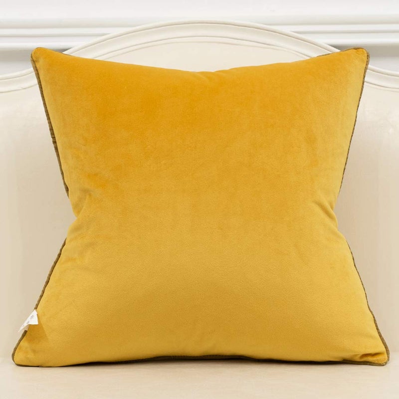 Avigers 20 x 20 Inches Yellow White Gold Leather Striped Patchwork Velvet Cushion Case Luxury Modern Throw Pillow Cover Decorative Pillow for Couch Living Room Bedroom Car - Image 2